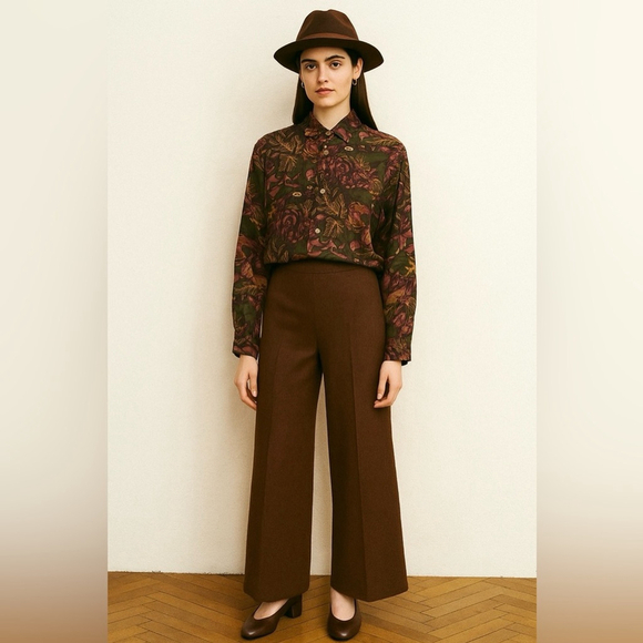 tradizioni Tops - traditioni silk vintage floral Brown shirt blouse